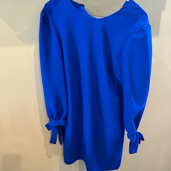 Banana Republic shift Dress.Royal blue. Long sleeve with ties at wrists - Picture 3 of 6